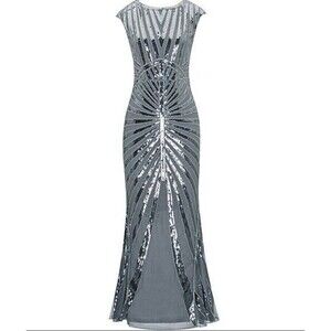 Metme Women’s 1920s Mermaid Maxi Long Dress Sequin Formal Dress Evening Prom Xs